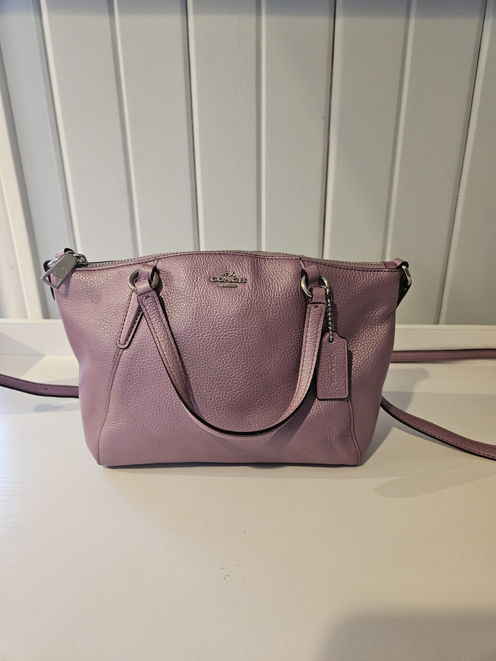 Coach Mini Kelsey Lilac Pebbled Leather  Crossbody Tote